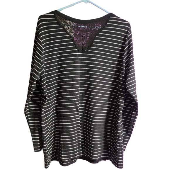Striped Tee with Lace Detail - Picture 2 of 2